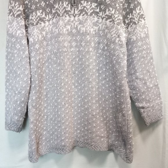 Vintage Partners Gray Zip neckline Winter Knit Tunic Sweater LG (T-342) - Picture 3 of 10